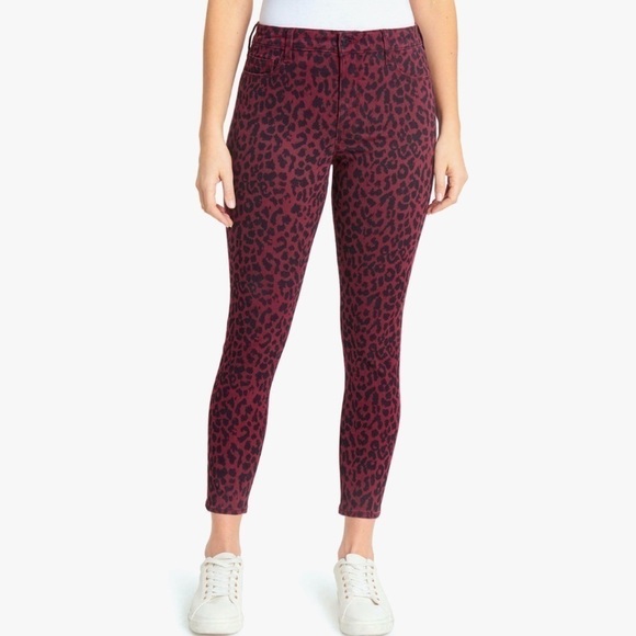 Social Standard by Sanctuary Women's Red Cheetah Mid-Rise Ankle Skinny Jeans - Picture 1 of 6